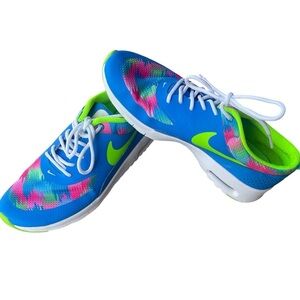 Nike Air Max Thea Print (Kids), Phat Blue/Electric Green-White-Pink Blast 5.5Y